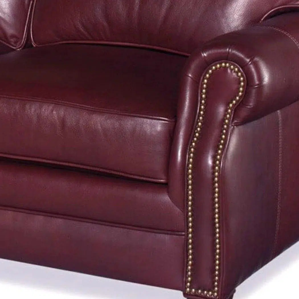 Burgundy Leather Sofa 3 Seater American Made