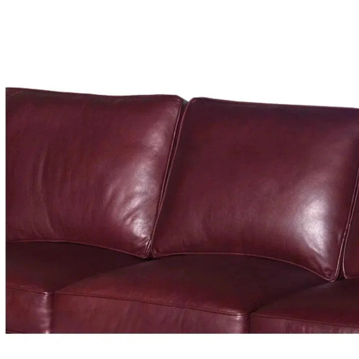 Burgundy Leather Sofa 3 Seater Colonial Red - LOOMLAN - LOOMLAN - Sofas & Loveseats
