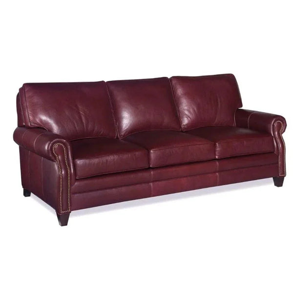Burgundy Leather Sofa 3 Seater Colonial Red - LOOMLAN - LOOMLAN - Sofas & Loveseats