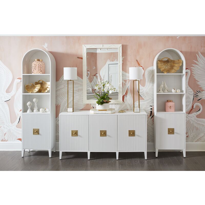 Burns White Multiple Shelves Credenza-Sideboards-Chelsea House-LOOMLAN