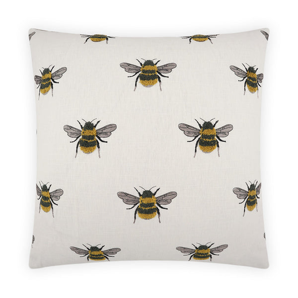 Busy Bee Pillow - White-Throw Pillows-D.V. KAP-LOOMLAN