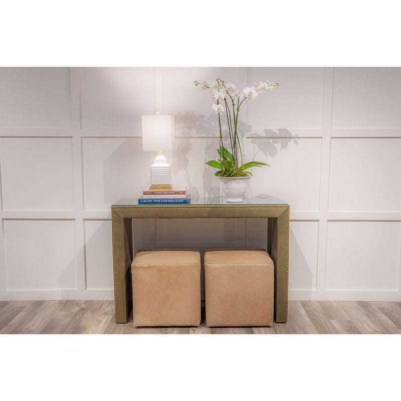 Butler Leather Rectangular Console Table with Nail Head Trim-Console Tables-Olivia + Quinn-LOOMLAN