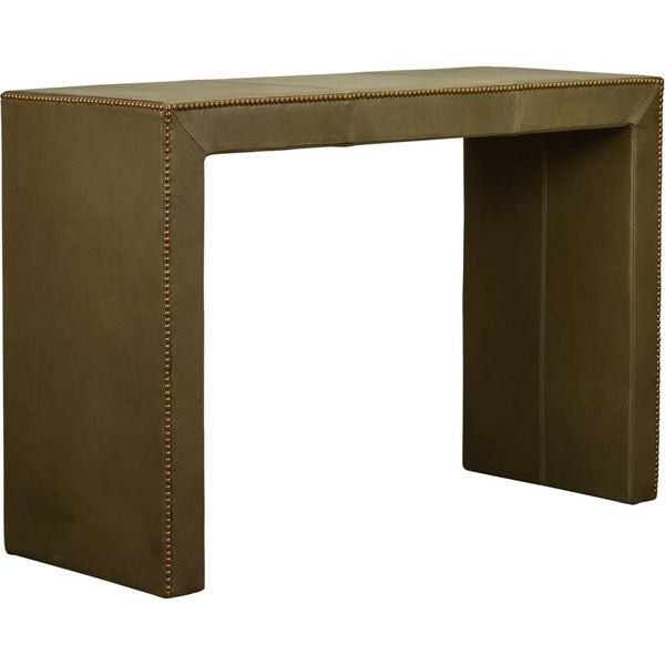 Butler Leather Rectangular Console Table with Nail Head Trim