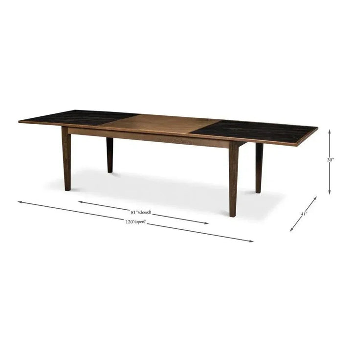 Butterfly Brown Extendable Dining Table Seats 10 People-Dining Tables-Sarreid-LOOMLAN