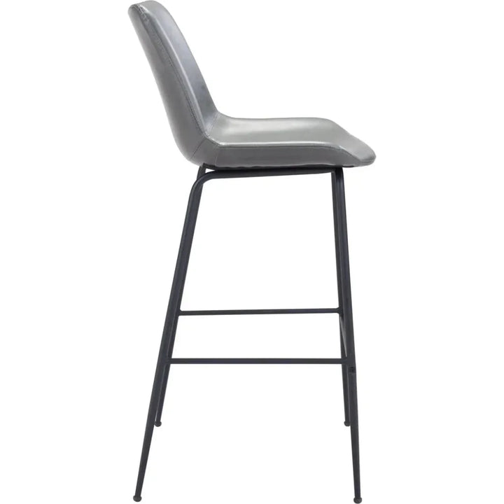 Byron Bar Chair Gray in Steel Frame - LOOMLAN - Zuo Modern - Bar Stools