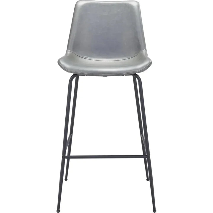 Byron Bar Chair Gray in Steel Frame - LOOMLAN - Zuo Modern - Bar Stools
