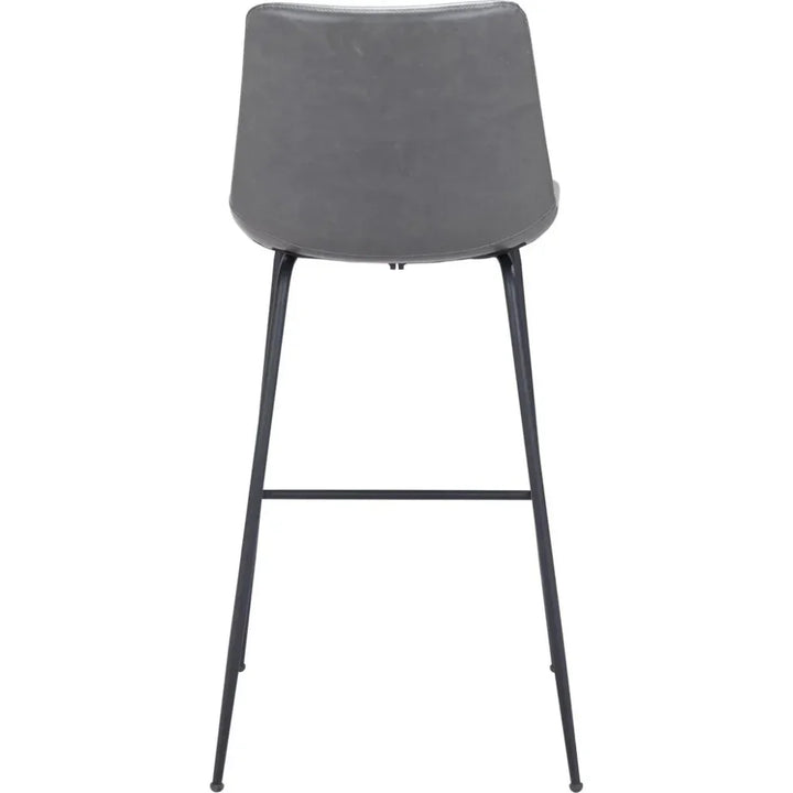 Byron Bar Chair Gray in Steel Frame - LOOMLAN - Zuo Modern - Bar Stools