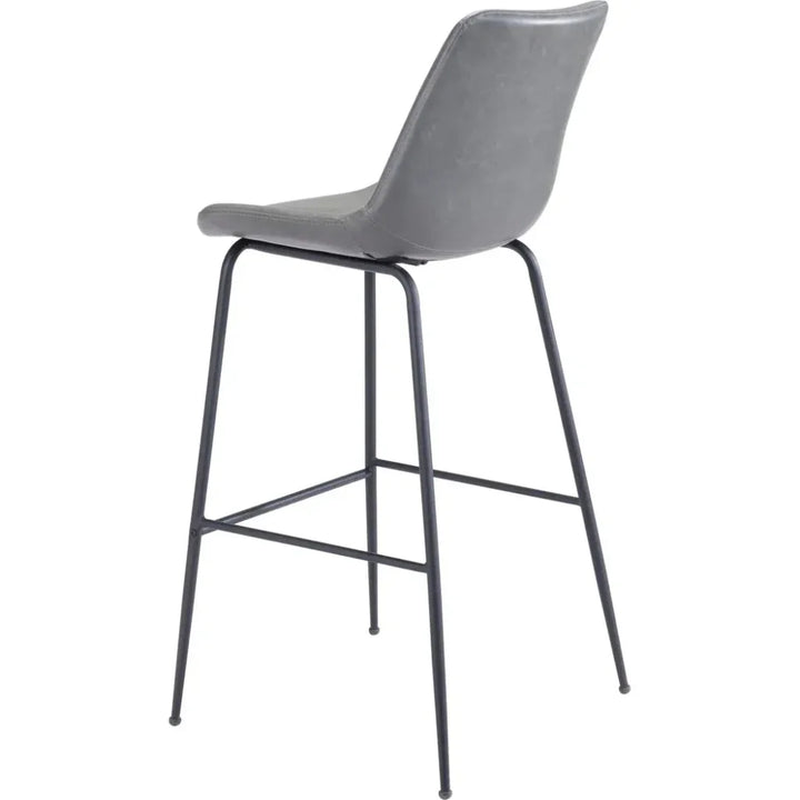 Byron Bar Chair Gray in Steel Frame - LOOMLAN - Zuo Modern - Bar Stools