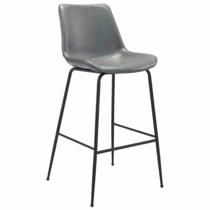 Byron Bar Chair Gray in Steel Frame - LOOMLAN - Zuo Modern - Bar Stools