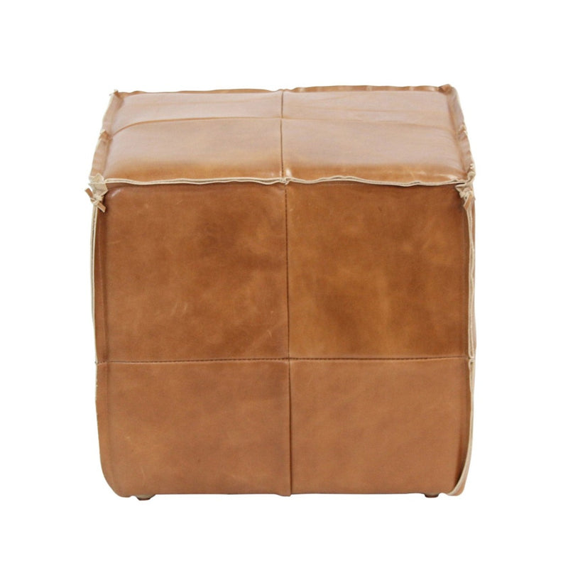 Square Ottoman Pouf Leather Cube Argentenian Saddle