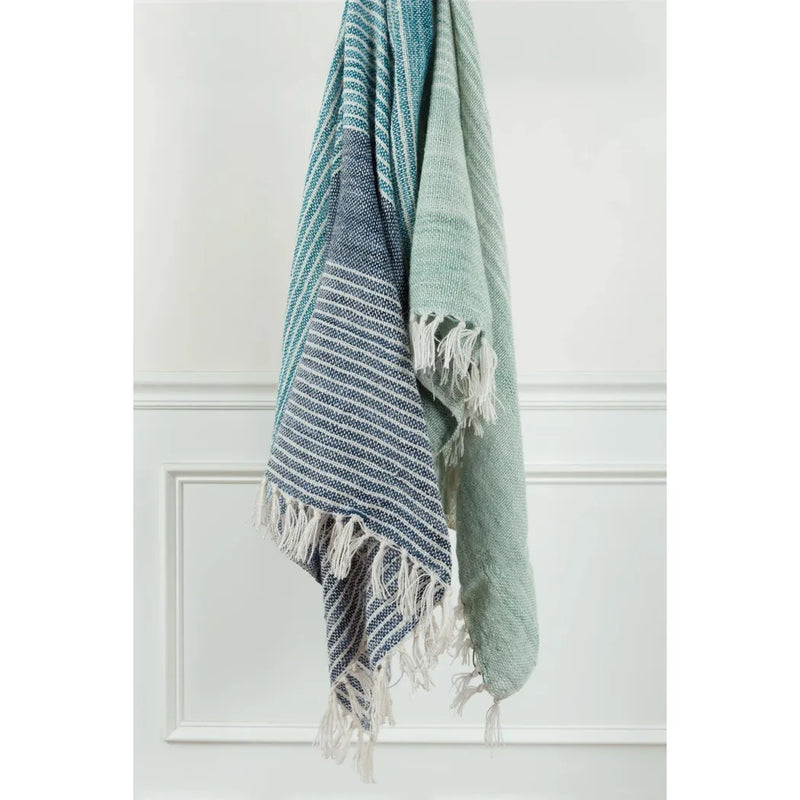 Cabana Soft Outdoor Throw Blanket Fringe-Outdoor Blankets-LOOMLAN-Blue-LOOMLAN