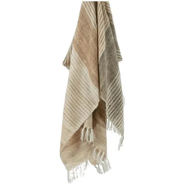 Cabana Soft Outdoor Throw Blanket Fringe-Outdoor Blankets-LOOMLAN-Multi- Browns-LOOMLAN