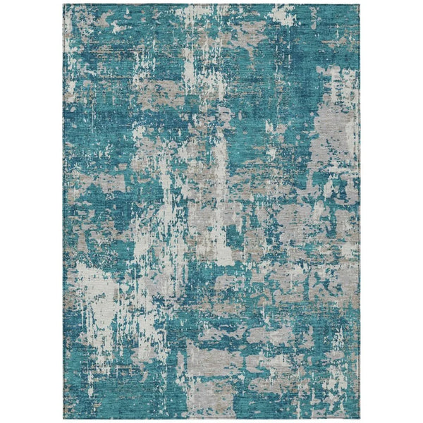 Caelan Teal Washable Indoor-Outdoor Rug-Outdoor Rugs-LOOMLAN Rugs-2'6" x 3'10"-LOOMLAN
