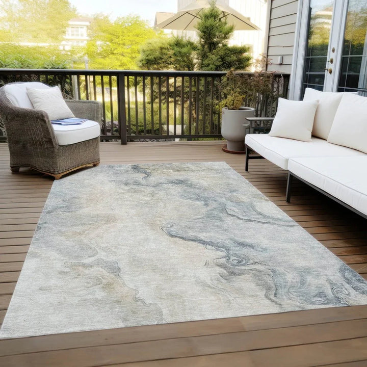 Caelanor Brown Washable Indoor - Outdoor Rug - LOOMLAN - LOOMLAN Rugs - Outdoor Rugs
