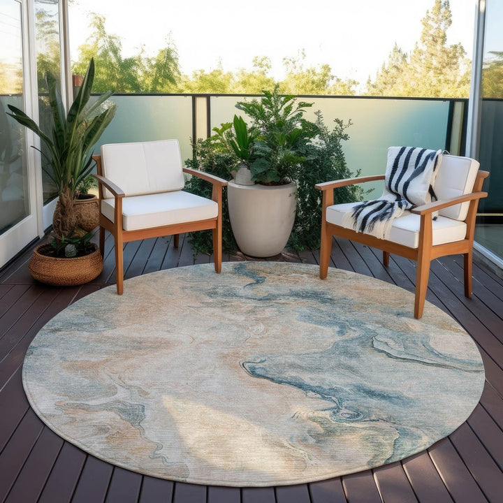 Caelanor Teal Washable Indoor - Outdoor Rug - LOOMLAN - LOOMLAN Rugs - Outdoor Rugs