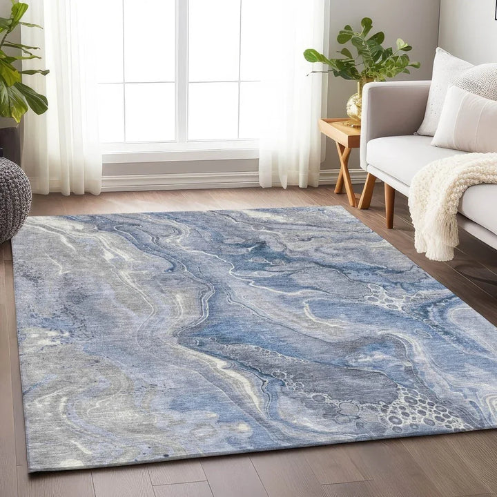 Caelara Blue Washable Indoor - Outdoor Rug - LOOMLAN - LOOMLAN Rugs - Outdoor Rugs