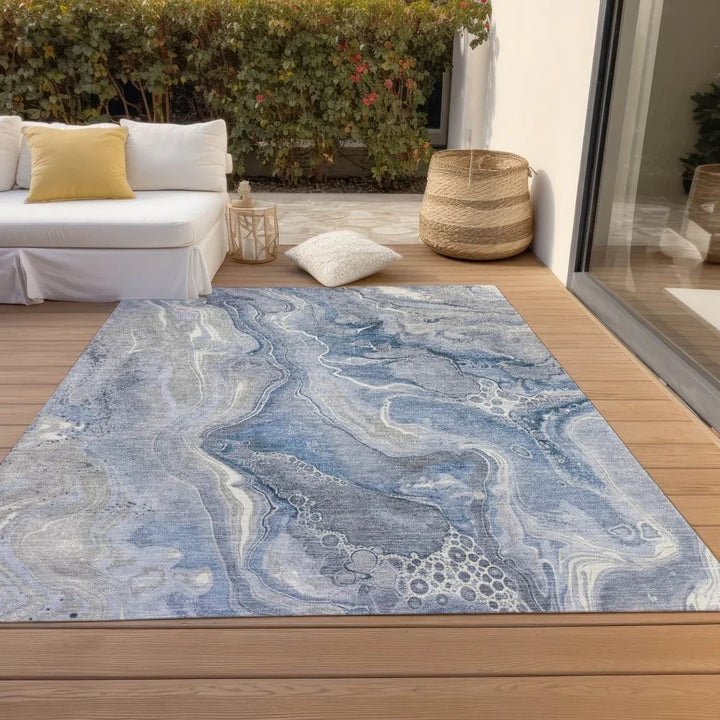 Caelara Blue Washable Indoor - Outdoor Rug - LOOMLAN - LOOMLAN Rugs - Outdoor Rugs