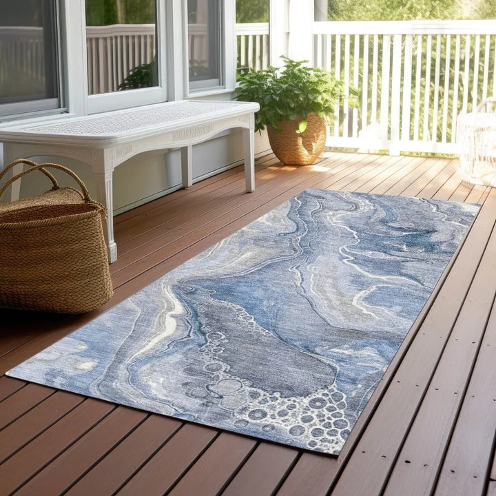 Caelara Blue Washable Indoor - Outdoor Rug - LOOMLAN - LOOMLAN Rugs - Outdoor Rugs