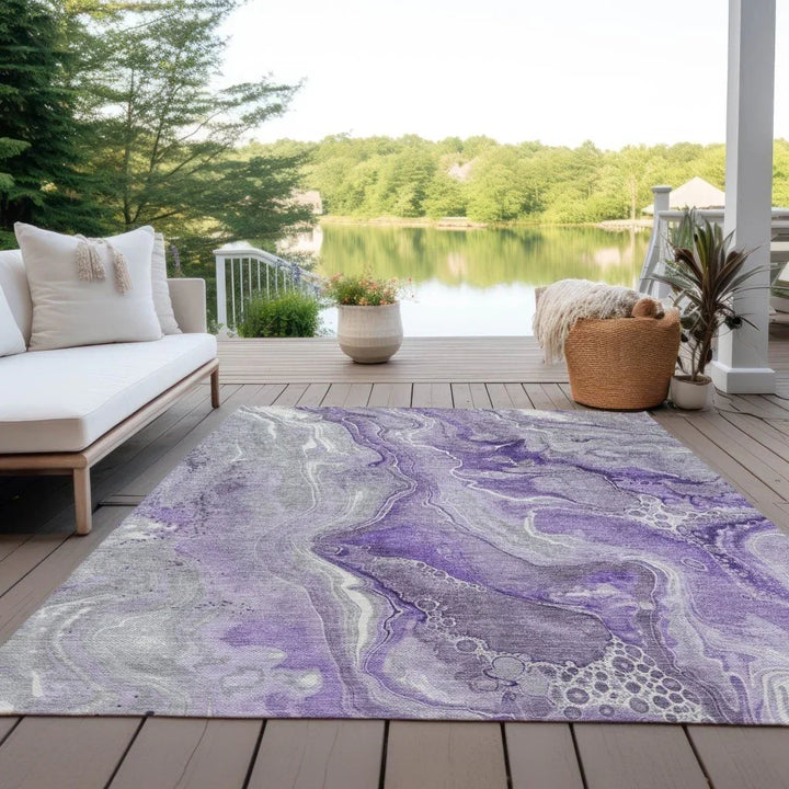 Caelara Purple Washable Indoor - Outdoor Rug - LOOMLAN - LOOMLAN Rugs - Outdoor Rugs