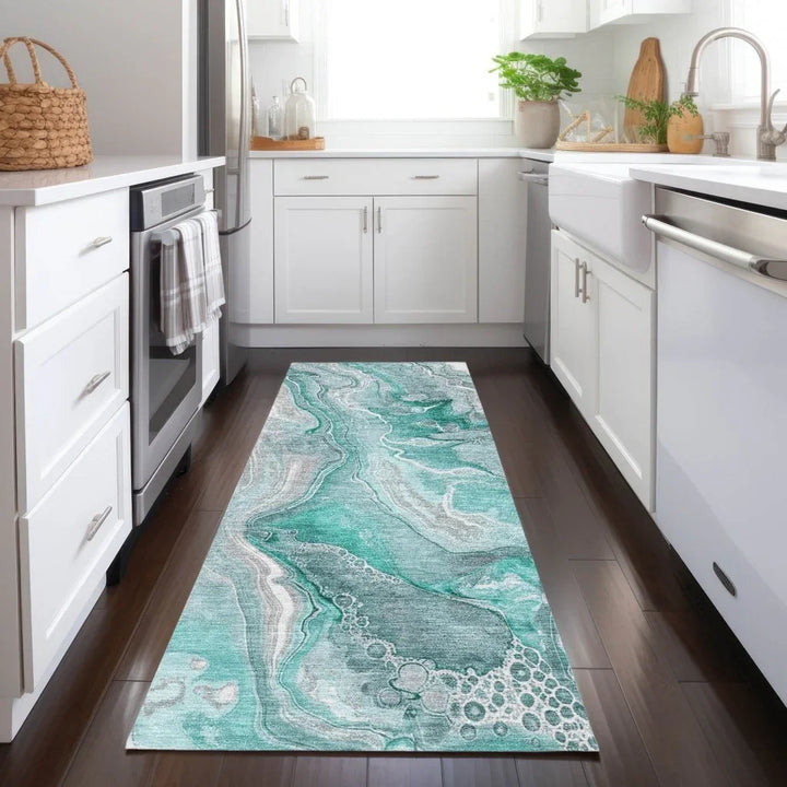 Caelara Teal Washable Indoor - Outdoor Rug - LOOMLAN - LOOMLAN Rugs - Outdoor Rugs
