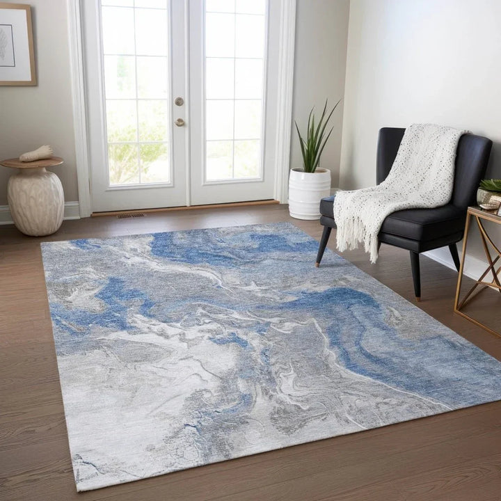 Caelaris Blue Washable Indoor - Outdoor Rug - LOOMLAN - LOOMLAN Rugs - Outdoor Rugs