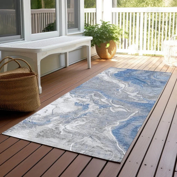 Caelaris Blue Washable Indoor - Outdoor Rug - LOOMLAN - LOOMLAN Rugs - Outdoor Rugs