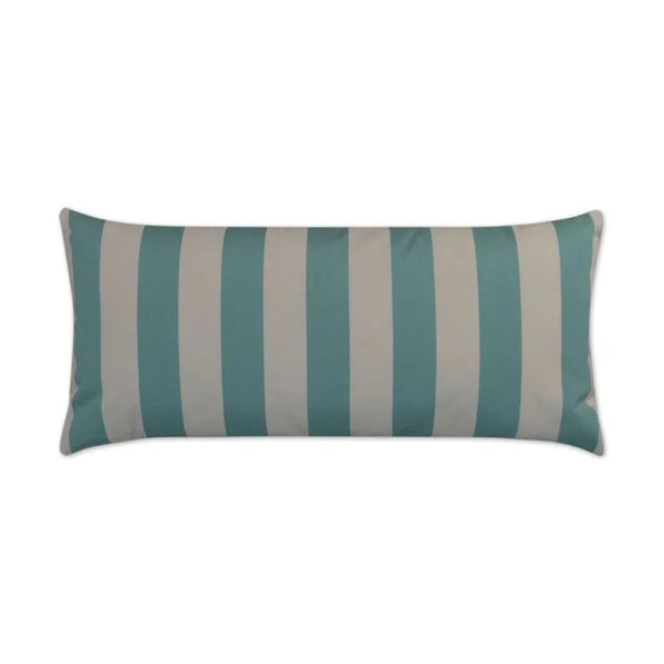 Cafe Stripe Aqua Outdoor Lumbar Pillow-Outdoor Pillows-D.V. Kap-LOOMLAN