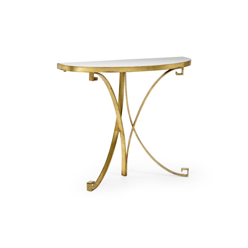 Cain Mirrored Top Console Table-Console Tables-Chelsea House-Gold-LOOMLAN