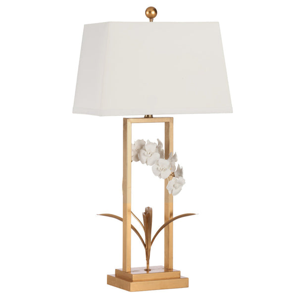 Cain Orchid Metal Golden Table Lamp
