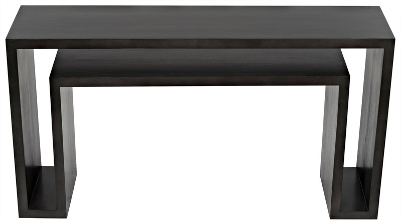 Caine Wood Black Rectangle Console Table-Console Tables-Noir-LOOMLAN