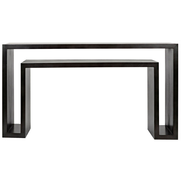 Caine Wood Black Rectangle Console Table-Console Tables-Noir-LOOMLAN