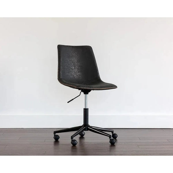 Cal Leather Armless Office Chair-Office Chairs-SUNPAN-LOOMLAN