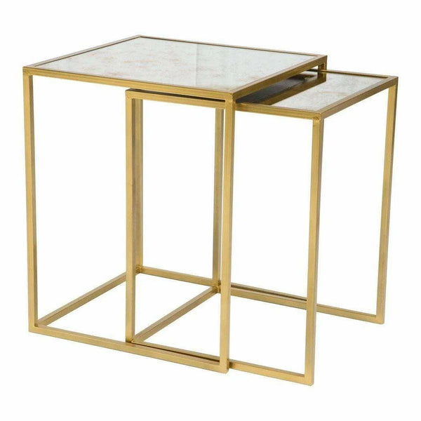 Calais Nesting Tables Brass Side Tables LOOMLAN By Zuo Modern