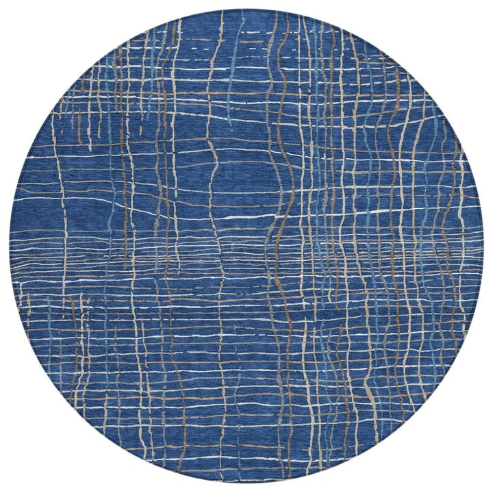 Calista Blue Washable Indoor-Outdoor Rug-Outdoor Rugs-LOOMLAN Rugs-8' x 8'-LOOMLAN