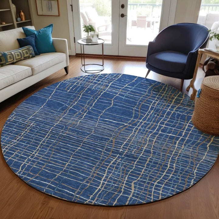 Calista Blue Washable Indoor-Outdoor Rug-Outdoor Rugs-LOOMLAN Rugs-LOOMLAN