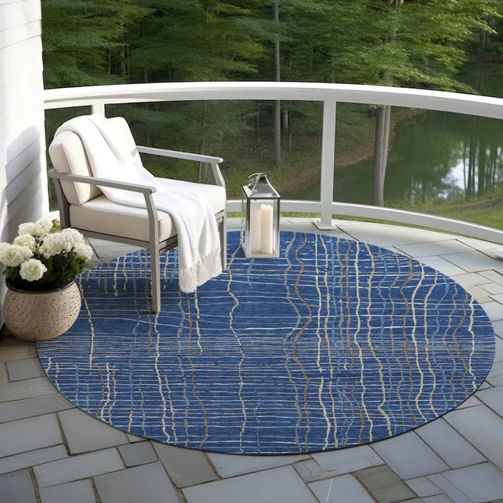 Calista Blue Washable Indoor-Outdoor Rug-Outdoor Rugs-LOOMLAN Rugs-LOOMLAN