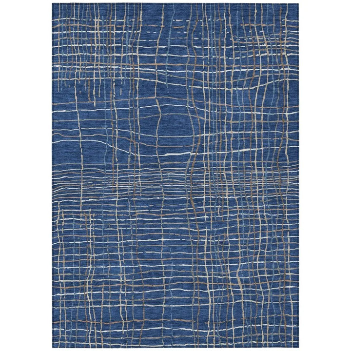 Calista Blue Washable Indoor-Outdoor Rug-Outdoor Rugs-LOOMLAN Rugs-2'6" x 3'10"-LOOMLAN