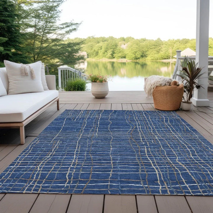 Calista Blue Washable Indoor-Outdoor Rug-Outdoor Rugs-LOOMLAN Rugs-LOOMLAN