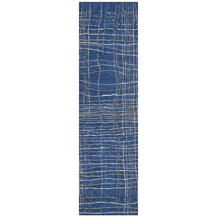 Calista Blue Washable Indoor-Outdoor Rug-Outdoor Rugs-LOOMLAN Rugs-2'3" x 7'6"-LOOMLAN