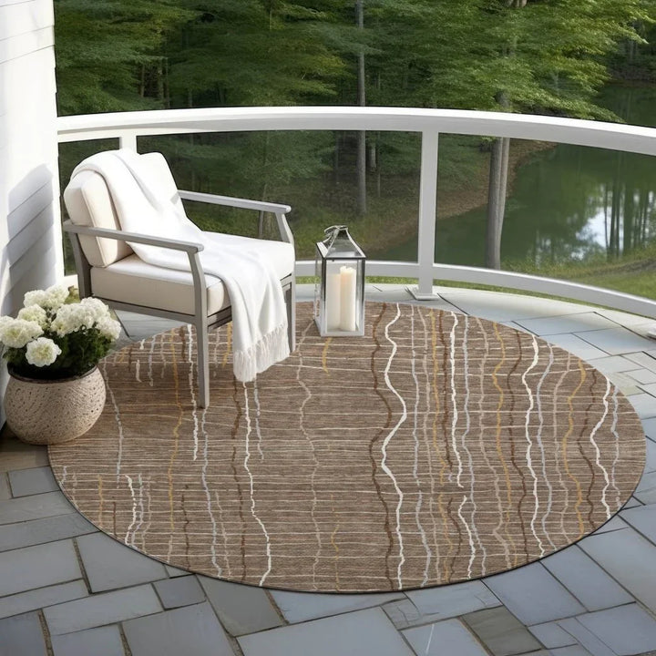 Calista Brown Washable Indoor-Outdoor Rug-Outdoor Rugs-LOOMLAN Rugs-LOOMLAN