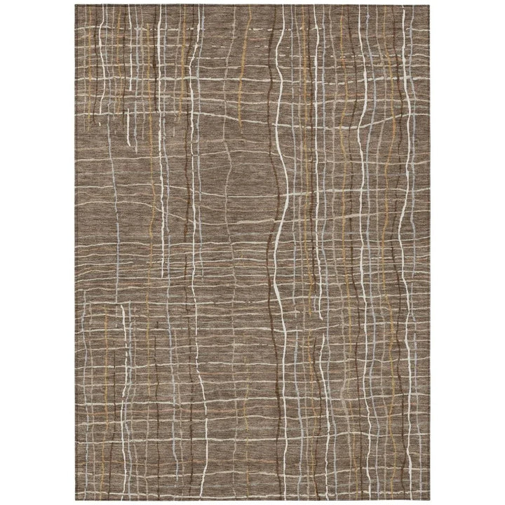 Calista Brown Washable Indoor-Outdoor Rug-Outdoor Rugs-LOOMLAN Rugs-2'6" x 3'10"-LOOMLAN