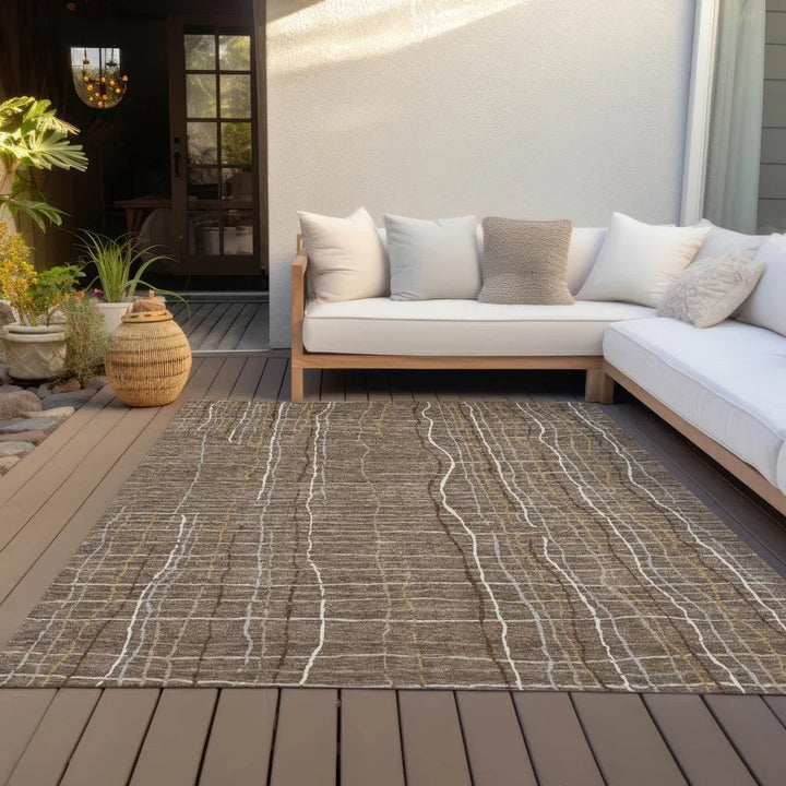 Calista Brown Washable Indoor-Outdoor Rug-Outdoor Rugs-LOOMLAN Rugs-LOOMLAN