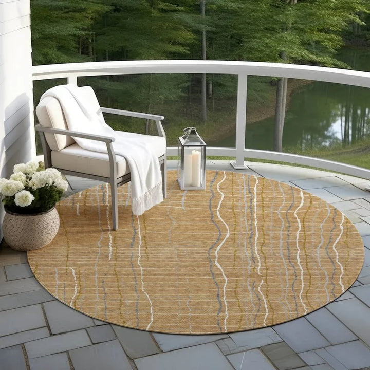 Calista Gold Washable Indoor-Outdoor Rug-Outdoor Rugs-LOOMLAN Rugs-LOOMLAN