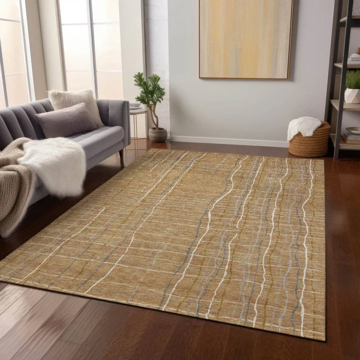 Calista Gold Washable Indoor-Outdoor Rug-Outdoor Rugs-LOOMLAN Rugs-LOOMLAN