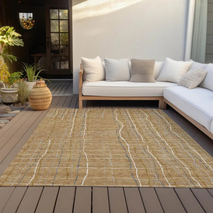 Calista Gold Washable Indoor-Outdoor Rug-Outdoor Rugs-LOOMLAN Rugs-LOOMLAN