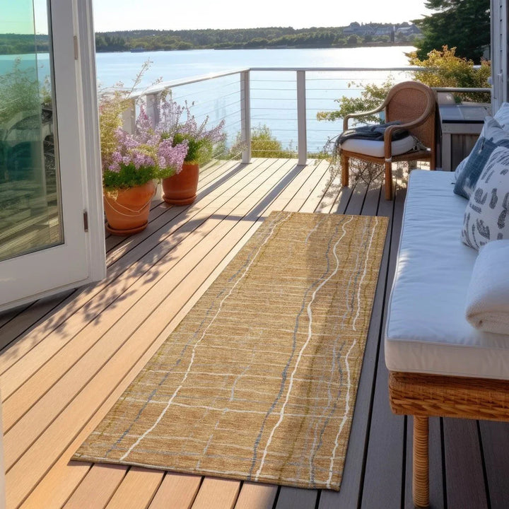 Calista Gold Washable Indoor-Outdoor Rug-Outdoor Rugs-LOOMLAN Rugs-LOOMLAN