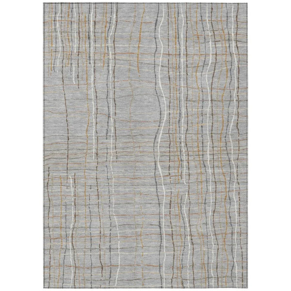 Calista Gray Washable Indoor-Outdoor Rug-Outdoor Rugs-LOOMLAN Rugs-2'6" x 3'10"-LOOMLAN