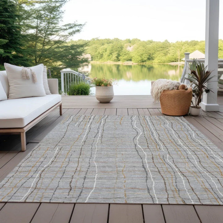 Calista Gray Washable Indoor-Outdoor Rug-Outdoor Rugs-LOOMLAN Rugs-LOOMLAN