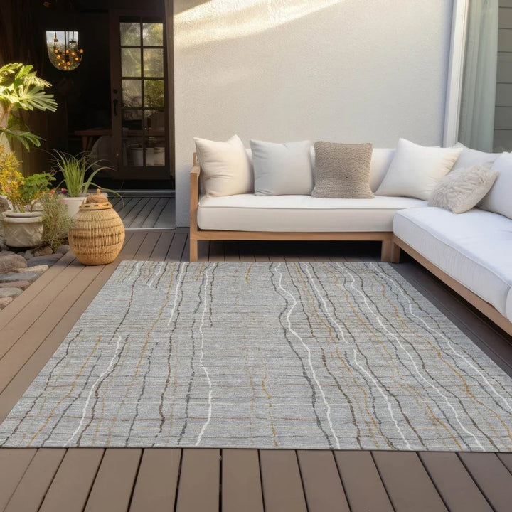 Calista Gray Washable Indoor-Outdoor Rug-Outdoor Rugs-LOOMLAN Rugs-LOOMLAN
