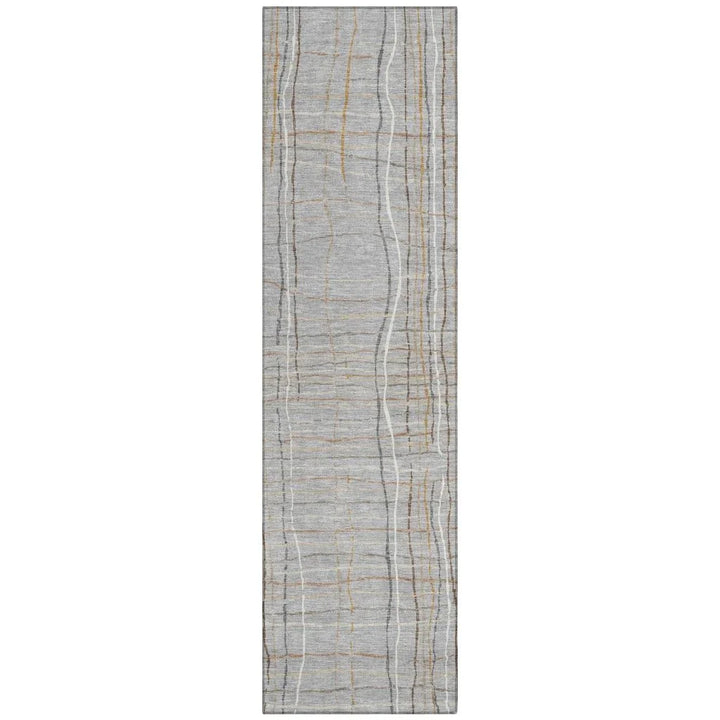 Calista Gray Washable Indoor-Outdoor Rug-Outdoor Rugs-LOOMLAN Rugs-2'3" x 7'6"-LOOMLAN